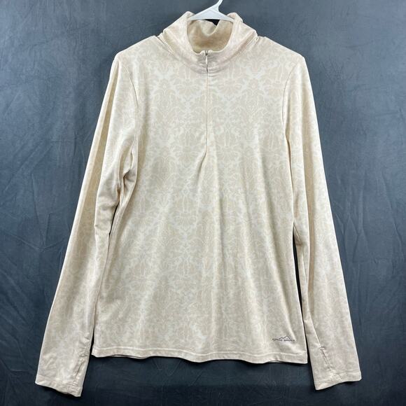 Eddie Bauer Jacket Large 1/4 Zip Mock Neck Spandex Performance Floral Gorpcore - Picture 1 of 10
